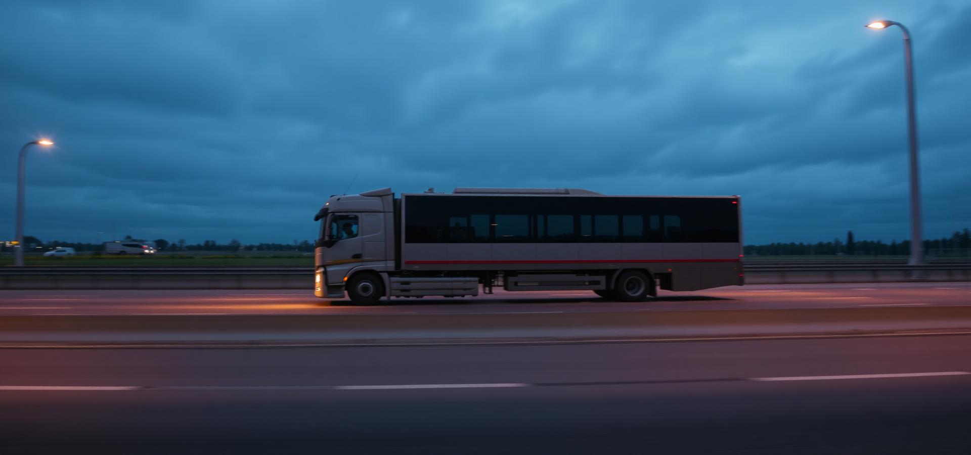 Teretno i autobusno vozilo na autocesti